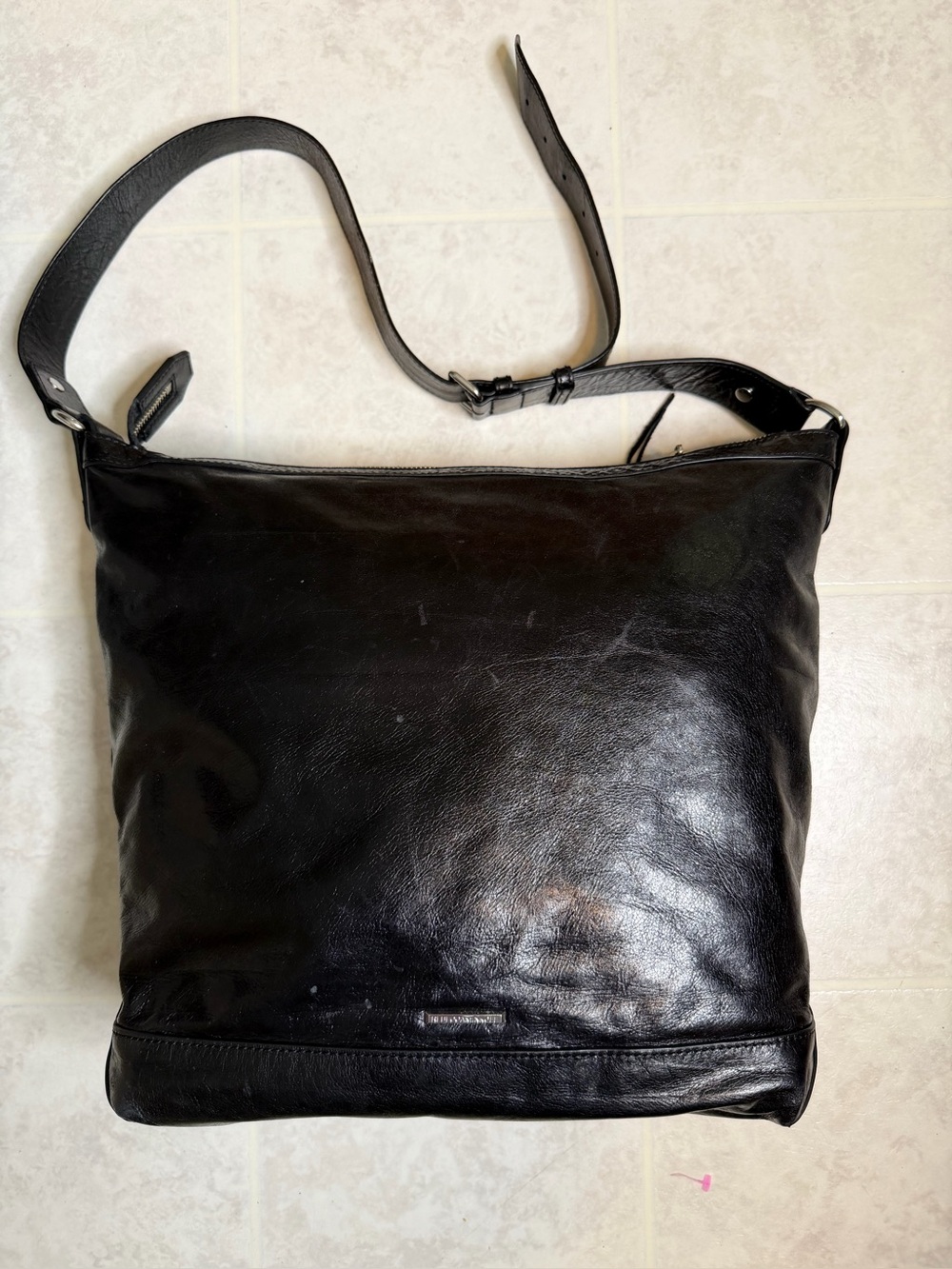 REBECCA MINKOFF Regan Large Leather Hobo Shoulder Bag Adjustable Strap